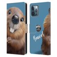 thumbnail image 1 of Head Case Designs Officially Licensed Animal Club International Faces Beaver Leather Book Wallet Case Cover Compatible with Apple iPhone 12 Pro Max, 1 of 6
