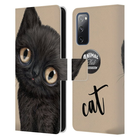 Head Case Designs Officially Licensed Animal Club International Faces Black Cat Leather Book Wallet Case Cover Compatible with Samsung Galaxy S20 FE / 5G
