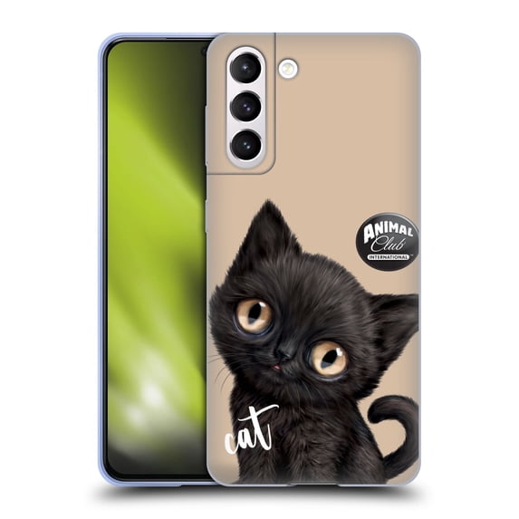 Head Case Designs Officially Licensed Animal Club International Faces Black Cat Soft Gel Case Compatible with Samsung Galaxy S21 5G