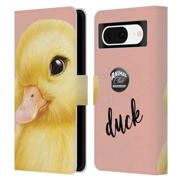 Head Case Designs Officially Licensed Animal Club International Faces Duck Leather Book Wallet Case Cover Compatible with Google Pixel 8
