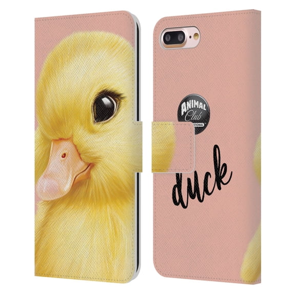 Head Case Designs Officially Licensed Animal Club International Faces Duck Leather Book Wallet Case Cover Compatible with Apple iPhone 7 Plus / iPhone 8 Plus