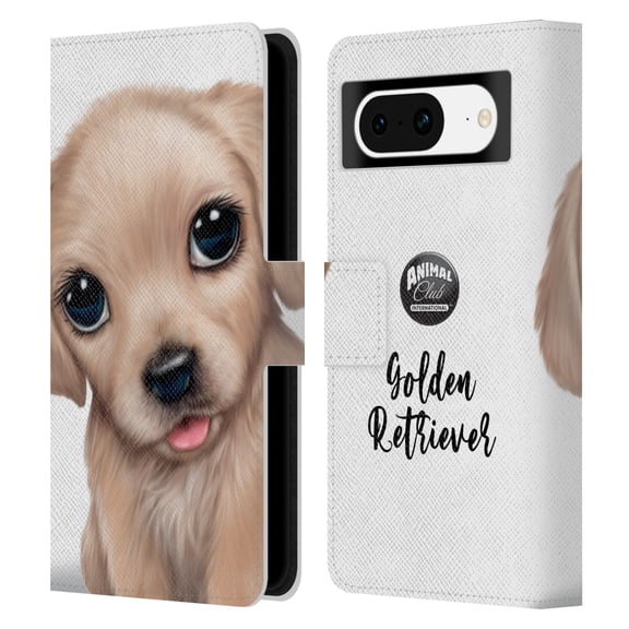 Head Case Designs Officially Licensed Animal Club International Faces Golden Retriever Leather Book Wallet Case Cover Compatible with Google Pixel 8