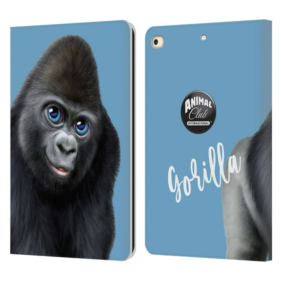Head Case Designs Officially Licensed Animal Club International Faces Gorilla Leather Book Wallet Case Cover Compatible with Apple iPad 9.7 2017 / iPad 9.7 2018