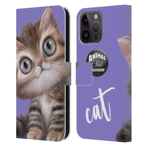 Head Case Designs Officially Licensed Animal Club International Faces Persian Cat Leather Book Wallet Case Cover Compatible with Apple iPhone 15 Pro Max