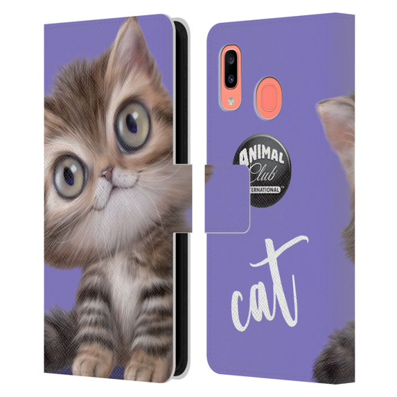 Head Case Designs Officially Licensed Animal Club International Faces Persian Cat Leather Book Wallet Case Cover Compatible with Samsung Galaxy A20 / A30 2019