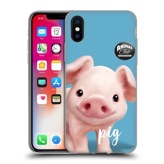 Head Case Designs Officially Licensed Animal Club International Faces Pig Soft Gel Case Compatible with Apple iPhone X / iPhone XS