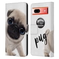 thumbnail image 1 of Head Case Designs Officially Licensed Animal Club International Faces Pug Leather Book Wallet Case Cover Compatible with Google Pixel 7a, 1 of 6