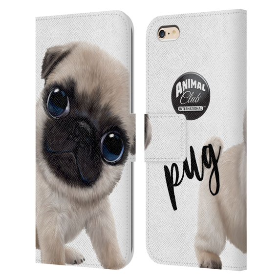 Head Case Designs Officially Licensed Animal Club International Faces Pug Leather Book Wallet Case Cover Compatible with Apple iPhone 6 Plus / iPhone 6s Plus