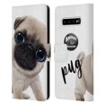 thumbnail image 1 of Head Case Designs Officially Licensed Animal Club International Faces Pug Leather Book Wallet Case Cover Compatible with Samsung Galaxy S10+ / S10 Plus, 1 of 6