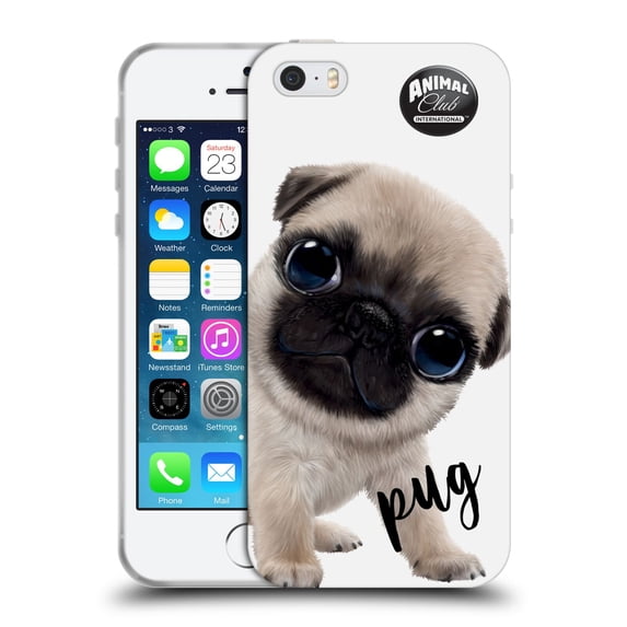 Head Case Designs Officially Licensed Animal Club International Faces Pug Soft Gel Case Compatible with Apple iPhone 5 / 5s / iPhone SE 2016