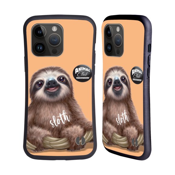 Head Case Designs Officially Licensed Animal Club International Faces Sloth Hybrid Case Compatible with Apple iPhone 15 Pro Max