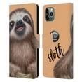 thumbnail image 1 of Head Case Designs Officially Licensed Animal Club International Faces Sloth Leather Book Wallet Case Cover Compatible with Apple iPhone 11 Pro Max, 1 of 6