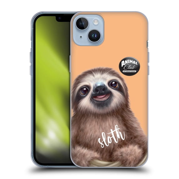 Head Case Designs Officially Licensed Animal Club International Faces Sloth Soft Gel Case Compatible with Apple iPhone 14 Plus
