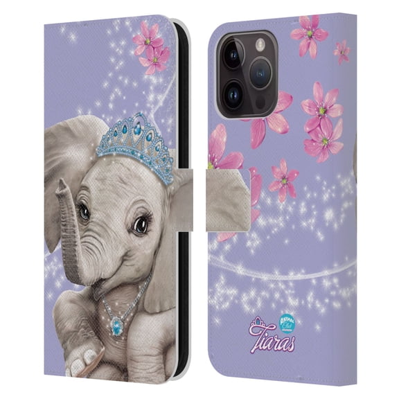 Head Case Designs Officially Licensed Animal Club International Royal Faces Elephant Leather Book Wallet Case Cover Compatible with Apple iPhone 15 Pro Max