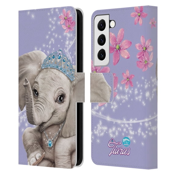 Head Case Designs Officially Licensed Animal Club International Royal Faces Elephant Leather Book Wallet Case Cover Compatible with Samsung Galaxy S22 5G