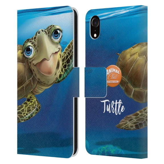 Head Case Designs Officially Licensed Animal Club International Underwater Sea Turtle Leather Book Wallet Case Cover Compatible with Apple iPhone XR