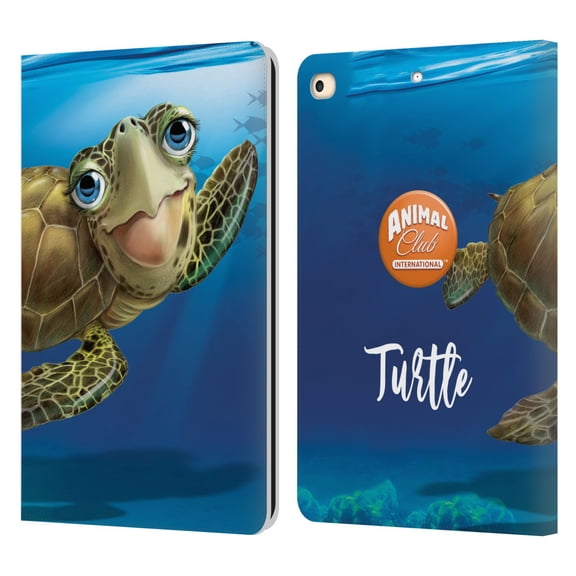 Head Case Designs Officially Licensed Animal Club International Underwater Sea Turtle Leather Book Wallet Case Cover Compatible with Apple iPad 9.7 2017 / iPad 9.7 2018