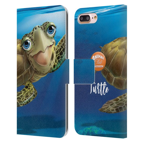 Head Case Designs Officially Licensed Animal Club International Underwater Sea Turtle Leather Book Wallet Case Cover Compatible with Apple iPhone 7 Plus / iPhone 8 Plus