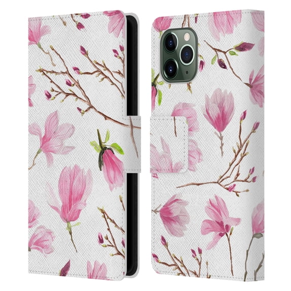 Head Case Designs Officially Licensed Anis Illustration Flower Pattern 2 Magnolia Leather Book Wallet Case Cover Compatible with Apple iPhone 11 Pro