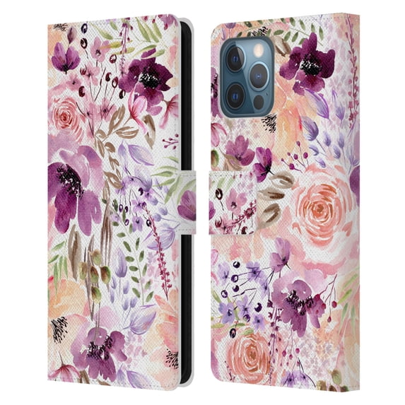 Head Case Designs Officially Licensed Anis Illustration Flower Pattern 3 Floral Chaos Leather Book Wallet Case Cover Compatible with Apple iPhone 12 Pro Max