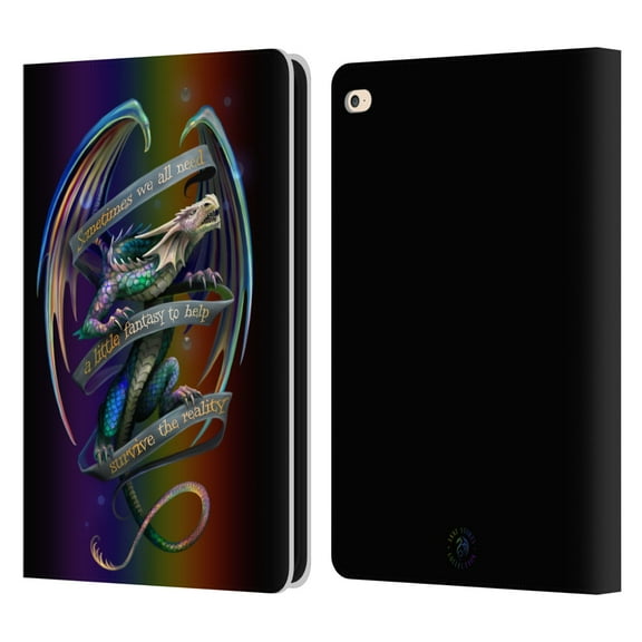 Head Case Designs Officially Licensed Anne Stokes Dragon Fantasy Survive The Reality Leather Book Wallet Case Cover Compatible with Apple iPad Air 2 (2014)