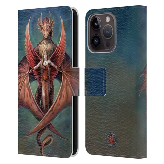Head Case Designs Officially Licensed Anne Stokes Dragon Friendship Copperwings Leather Book Wallet Case Cover Compatible with Apple iPhone 15 Pro
