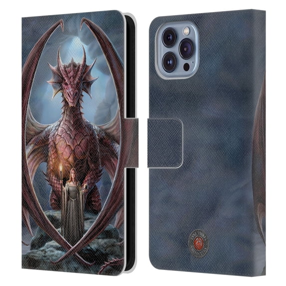 Head Case Designs Officially Licensed Anne Stokes Dragon Friendship Guardian Leather Book Wallet Case Cover Compatible with Apple iPhone 14
