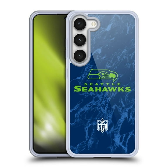 Head Case Designs NFL Seattle Seahawks Graphics Coloured Marble Soft Gel Case for Samsung Galaxy S23 5G