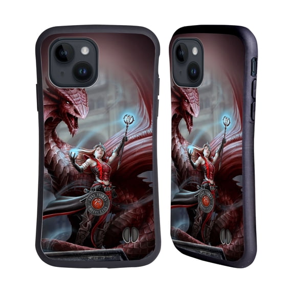 Head Case Designs Officially Licensed Anne Stokes Dragon Friendship Scarlet Mage Hybrid Case Compatible with Apple iPhone 15