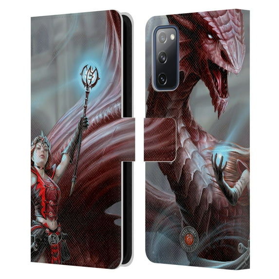 Head Case Designs Officially Licensed Anne Stokes Dragon Friendship Scarlet Mage Leather Book Wallet Case Cover Compatible with Samsung Galaxy S20 FE / 5G