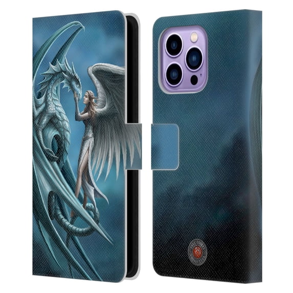 Head Case Designs Officially Licensed Anne Stokes Dragon Friendship Silverback Leather Book Wallet Case Cover Compatible with Apple iPhone 14 Pro Max