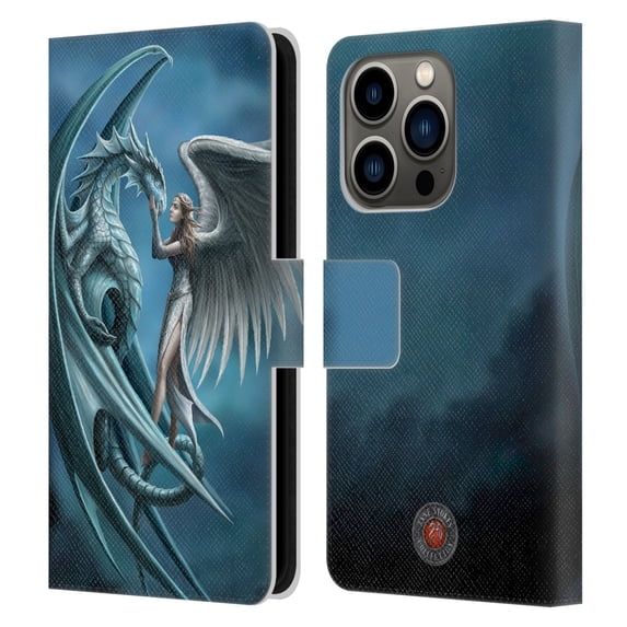 Head Case Designs Officially Licensed Anne Stokes Dragon Friendship Silverback Leather Book Wallet Case Cover Compatible with Apple iPhone 14 Pro
