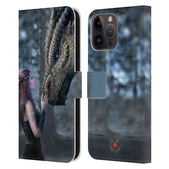 Head Case Designs Officially Licensed Anne Stokes Dragon Friendship Once Upon A Time Leather Book Wallet Case Cover Compatible with Apple iPhone 15 Pro Max