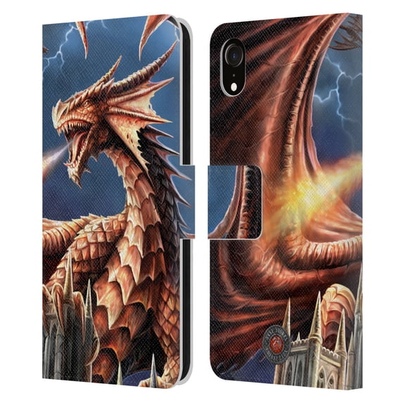 Head Case Designs Officially Licensed Anne Stokes Dragons Fury Leather Book Wallet Case Cover Compatible with Apple iPhone XR