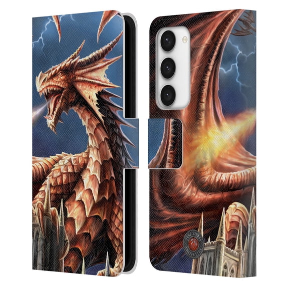 Head Case Designs Officially Licensed Anne Stokes Dragons Fury Leather Book Wallet Case Cover Compatible with Samsung Galaxy S23 5G