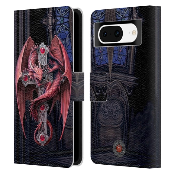 Head Case Designs Officially Licensed Anne Stokes Dragons Gothic Guardians Leather Book Wallet Case Cover Compatible with Google Pixel 8