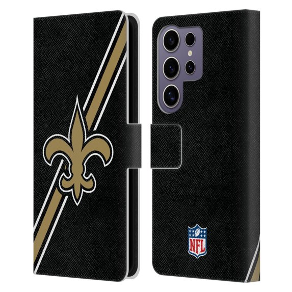 Head Case Designs NFL New Orleans Saints Logo Stripes Leather Book Wallet Case Cover For Samsung Galaxy S25 Ultra