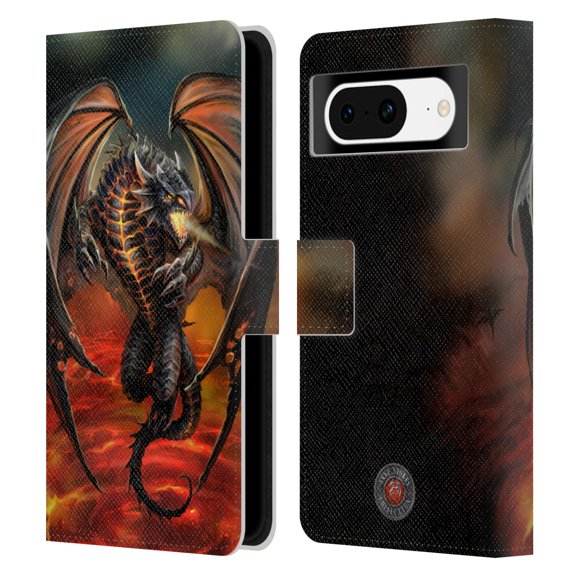 Head Case Designs Officially Licensed Anne Stokes Dragons Lava Leather Book Wallet Case Cover Compatible with Google Pixel 8