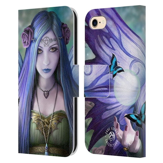 Head Case Designs Officially Licensed Anne Stokes Fairies Mystic Aura Leather Book Wallet Case Cover Compatible with Apple iPhone 7 / 8 / SE 2020 & 2022