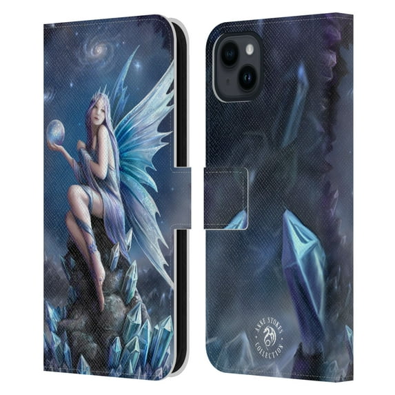 Head Case Designs Officially Licensed Anne Stokes Fairies Stargazer Leather Book Wallet Case Cover Compatible with Apple iPhone 15 Plus