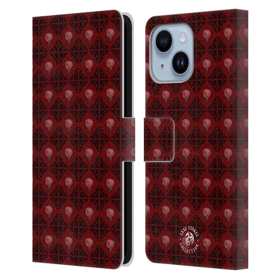 Head Case Designs Officially Licensed Anne Stokes Gothic Logo Pattern Leather Book Wallet Case Cover Compatible with Apple iPhone 14 Plus
