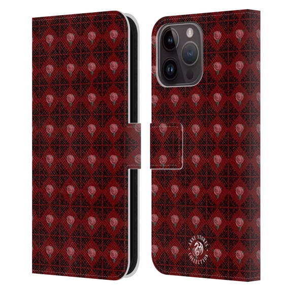 Head Case Designs Officially Licensed Anne Stokes Gothic Logo Pattern Leather Book Wallet Case Cover Compatible with Apple iPhone 15 Pro Max
