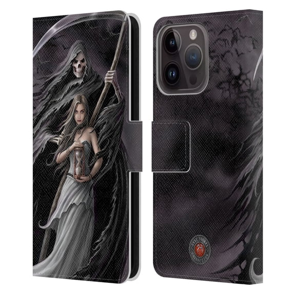 Head Case Designs Officially Licensed Anne Stokes Gothic Summon the Reaper Leather Book Wallet Case Cover Compatible with Apple iPhone 15 Pro