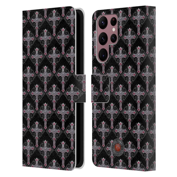 Head Case Designs Officially Licensed Anne Stokes Tribal Cross Gothic Pattern Leather Book Wallet Case Cover Compatible with Samsung Galaxy S22 Ultra 5G