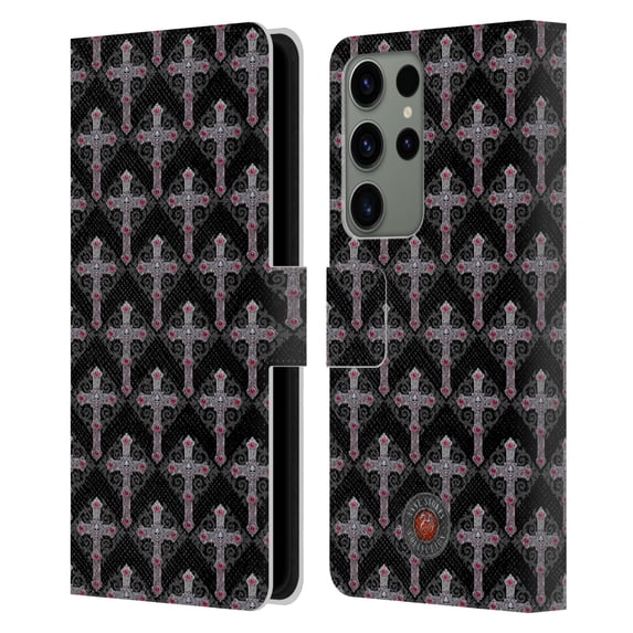 Head Case Designs Officially Licensed Anne Stokes Tribal Cross Gothic Pattern Leather Book Wallet Case Cover Compatible with Samsung Galaxy S23 Ultra 5G