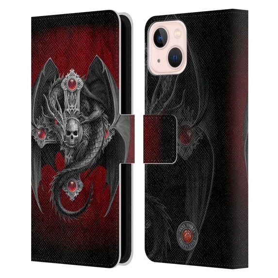 Head Case Designs Officially Licensed Anne Stokes Tribal Gothic Dragon Leather Book Wallet Case Cover Compatible with Apple iPhone 13