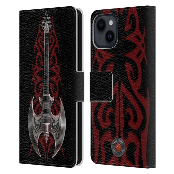 Head Case Designs Officially Licensed Anne Stokes Tribal Rock God Guitar Leather Book Wallet Case Cover Compatible with Apple iPhone 15