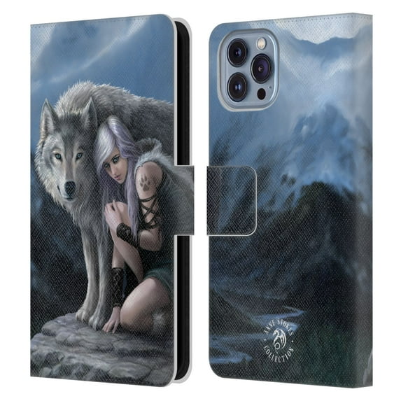 Head Case Designs Officially Licensed Anne Stokes Wolves Protector Leather Book Wallet Case Cover Compatible with Apple iPhone 14