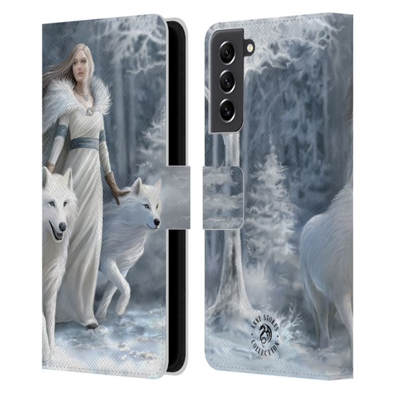 Head Case Designs Officially Licensed Anne Stokes Wolves Winter Guardians Leather Book Wallet Case Cover Compatible with Samsung Galaxy S21 FE 5G