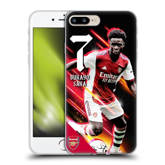 Head Case Designs Officially Licensed Arsenal FC 2021/22 First Team Bukayo Saka Soft Gel Case Compatible with Apple iPhone 7 Plus / iPhone 8 Plus
